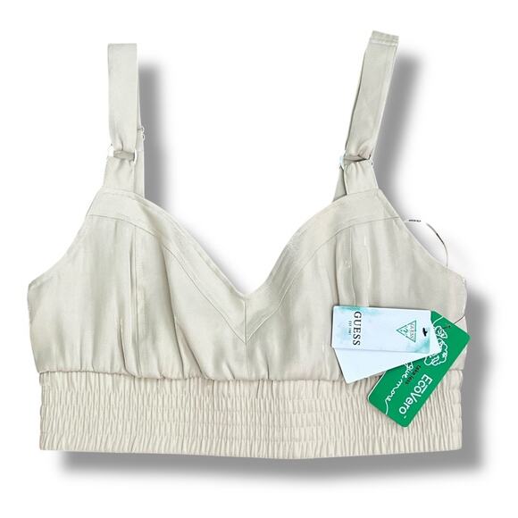 GUESS sleeveless Emma cropped satin bralette halter top NEW - Picture 6 of 13